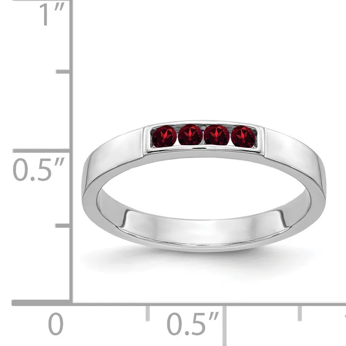 Rings Goldia Solid 14k White Gold 4stone Simulated Garnet Band