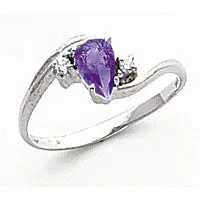 Rings Goldia Solid 14k White Gold 6x4mm Pear Tsavorite VS Simulated CZ Ring