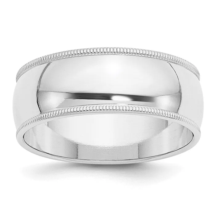 Rings Goldia Solid 14K White Gold 8mm Milgrain Half Round MensWomens Wedding Band Ring Size 7 Rings Goldia Solid 14K White Gold 8mm Milgrain Half Round MensWomens Wedding Band Ring Size 7
