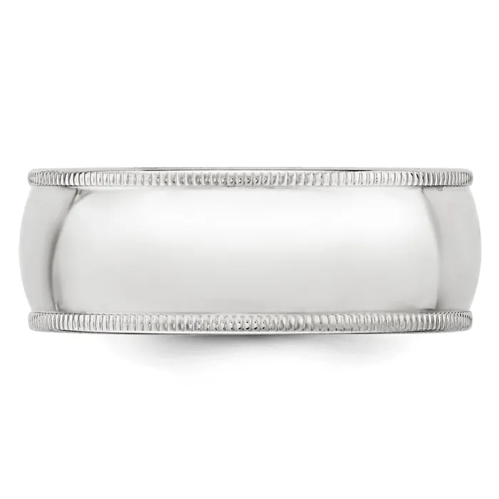 Rings Goldia Solid 14K White Gold 8mm Milgrain Half Round MensWomens Wedding Band Ring Size 7 Rings Goldia Solid 14K White Gold 8mm Milgrain Half Round MensWomens Wedding Band Ring Size 7