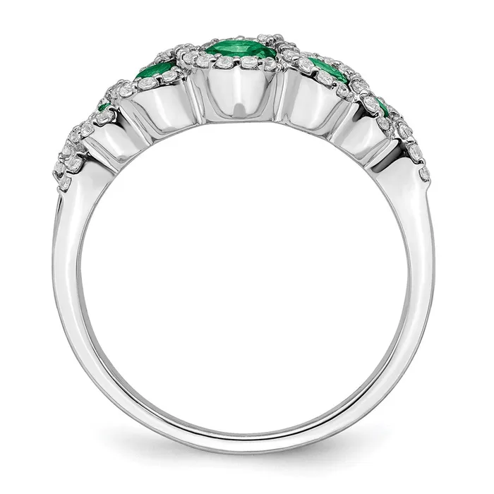 Rings Goldia Solid 14k White Gold Created Simulated Emerald and CZ Ring