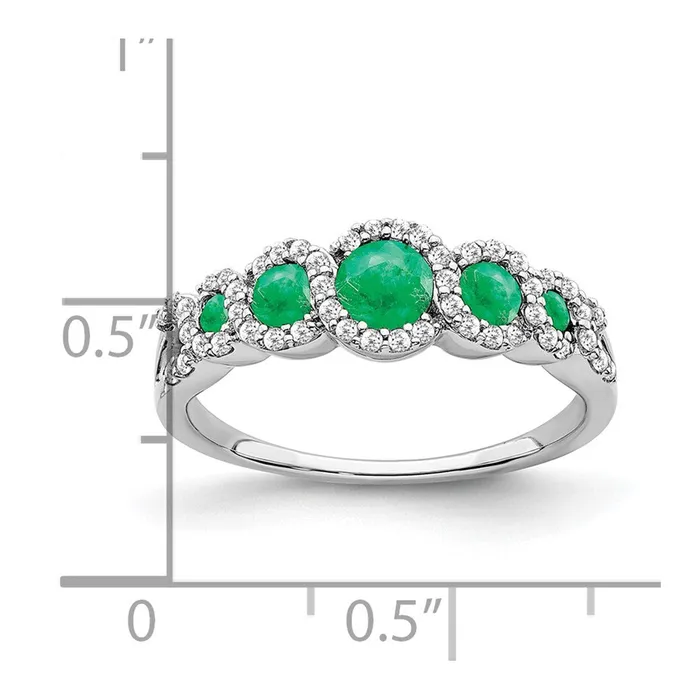 Rings Goldia Solid 14k White Gold Created Simulated Emerald and CZ Ring