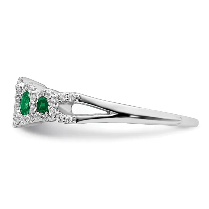 Rings Goldia Solid 14k White Gold Created Simulated Emerald and CZ Ring
