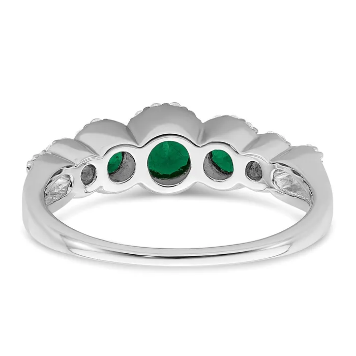 Rings Goldia Solid 14k White Gold Created Simulated Emerald and CZ Ring