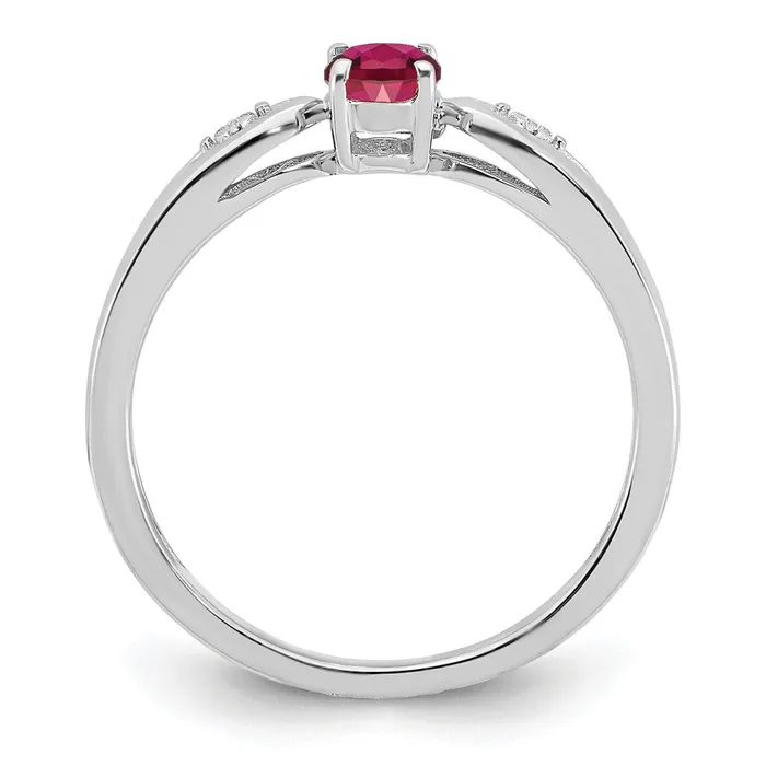 Rings Goldia Solid 14k White Gold Simulated Ruby and CZ Ring