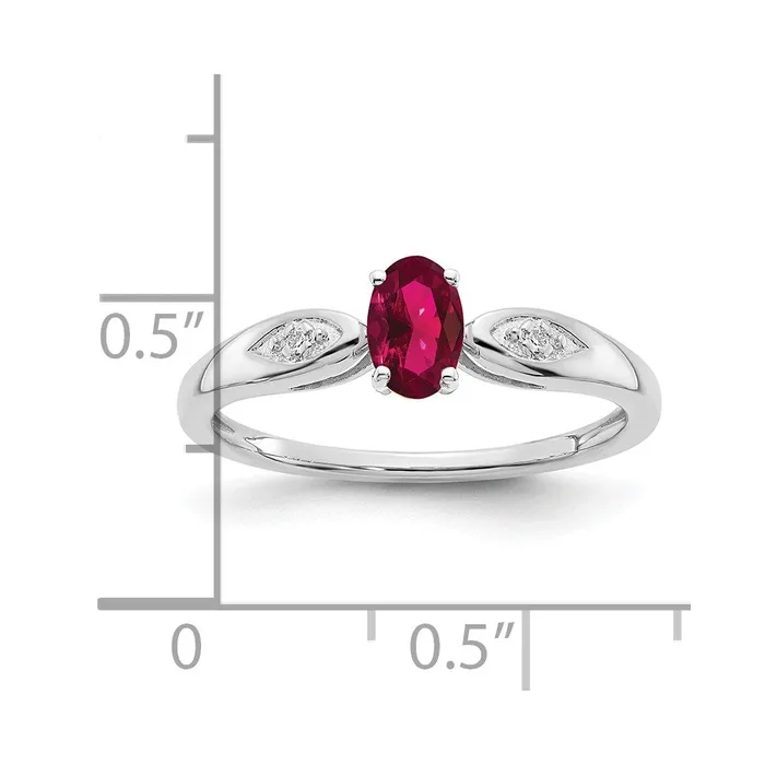 Rings Goldia Solid 14k White Gold Simulated Ruby and CZ Ring