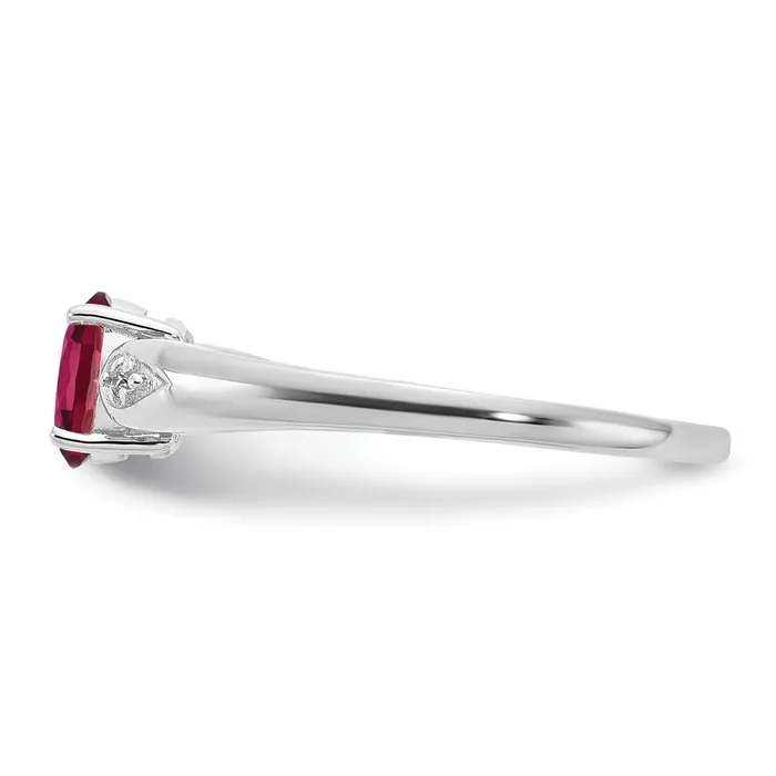Rings Goldia Solid 14k White Gold Simulated Ruby and CZ Ring