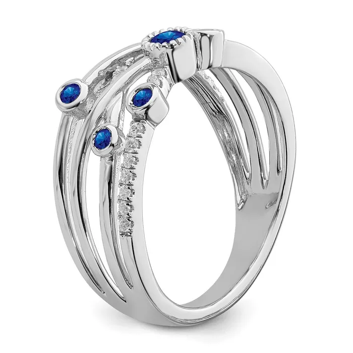 Rings Goldia Solid 14k White Gold Simulated Ruby and CZ Ring