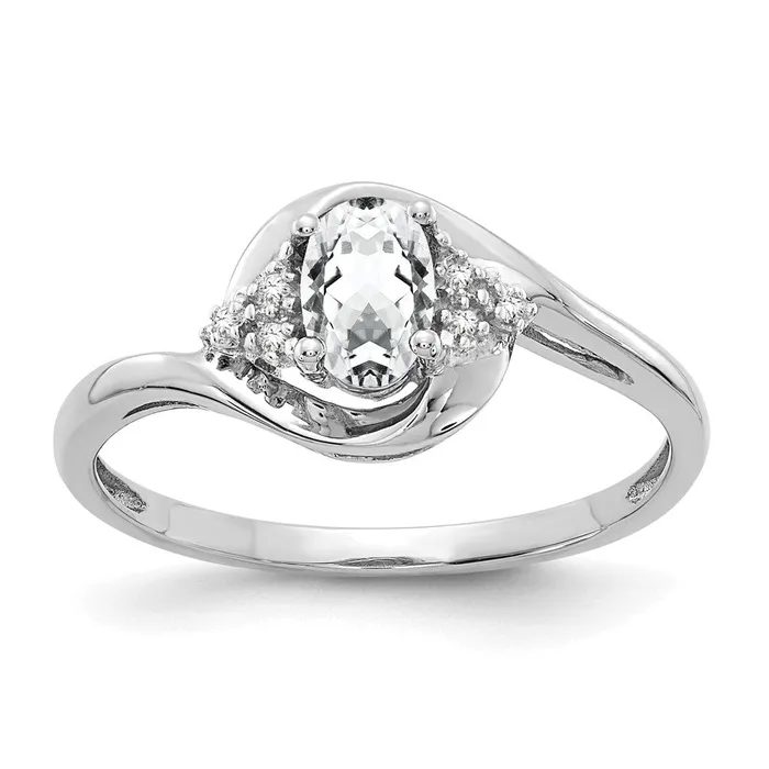 Rings Goldia Solid 14k White Gold Topaz and Simulated CZ Ring