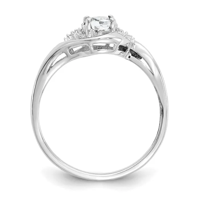 Rings Goldia Solid 14k White Gold Topaz and Simulated CZ Ring