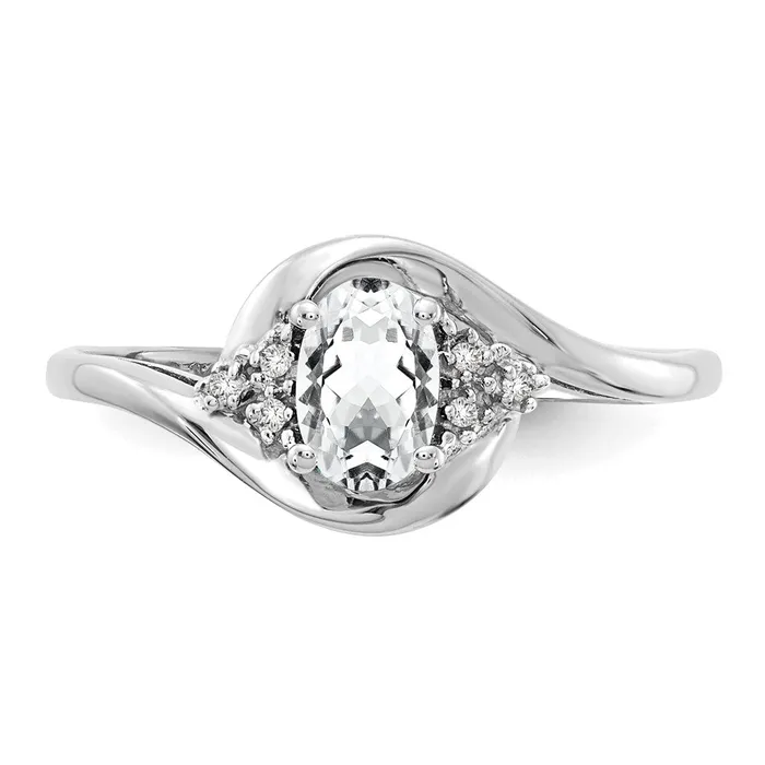 Rings Goldia Solid 14k White Gold Topaz and Simulated CZ Ring