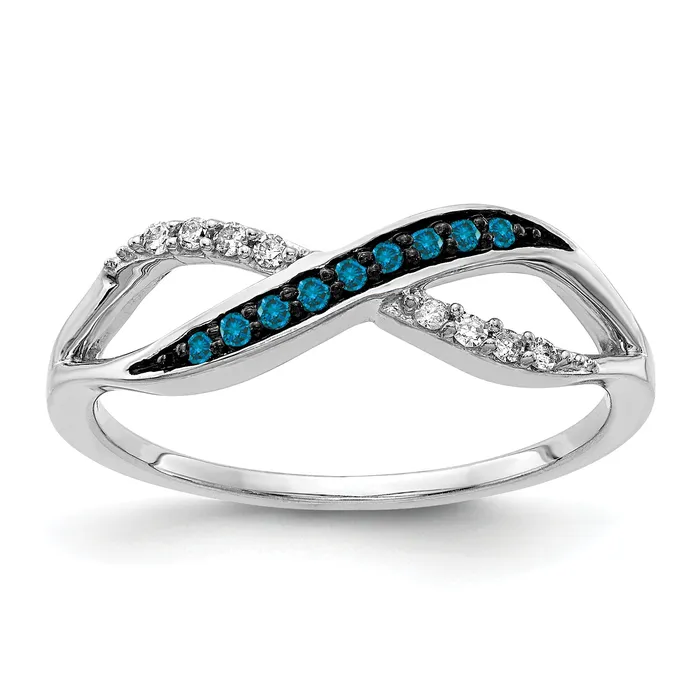 Rings Goldia Solid 14k White Gold w Blue and Simulated CZ Crisscross Ring Rings Goldia Solid 14k White Gold w Blue and Simulated CZ Crisscross Ring