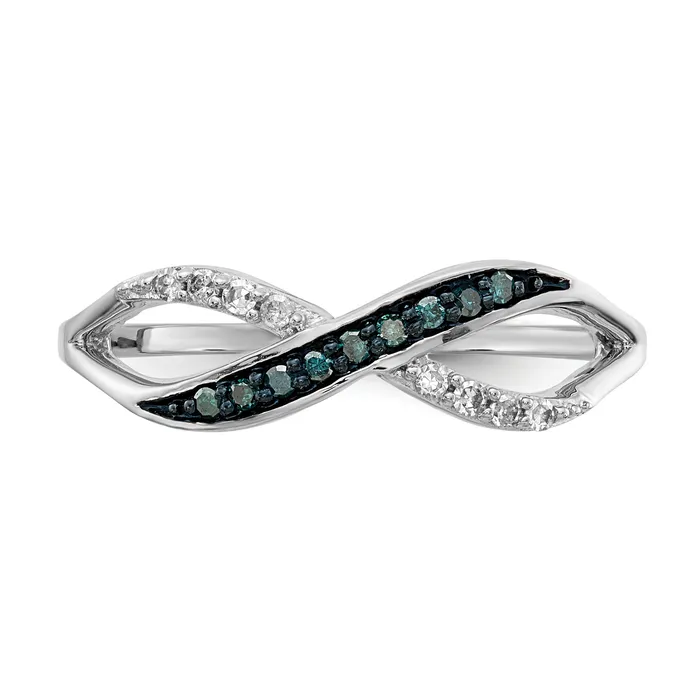 Rings Goldia Solid 14k White Gold w Blue and Simulated CZ Crisscross Ring