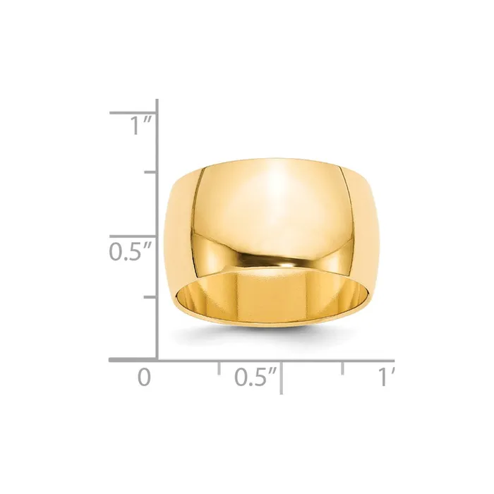 Rings Goldia Solid 14K Yellow Gold 12mm Half Round MensWomens Wedding Band Ring Size 10 Rings Goldia Solid 14K Yellow Gold 12mm Half Round MensWomens Wedding Band Ring Size 10