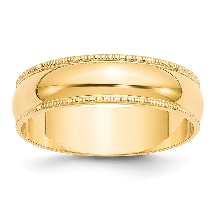 Rings Goldia Solid 14K Yellow Gold 6mm Light Weight Milgrain Half Round MensWomens Wedding Band Ring Size 7 Rings Goldia Solid 14K Yellow Gold 6mm Light Weight Milgrain Half Round MensWomens Wedding Band Ring Size 7