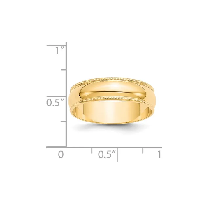 Rings Goldia Solid 14K Yellow Gold 6mm Light Weight Milgrain Half Round MensWomens Wedding Band Ring Size 7 Rings Goldia Solid 14K Yellow Gold 6mm Light Weight Milgrain Half Round MensWomens Wedding Band Ring Size 7