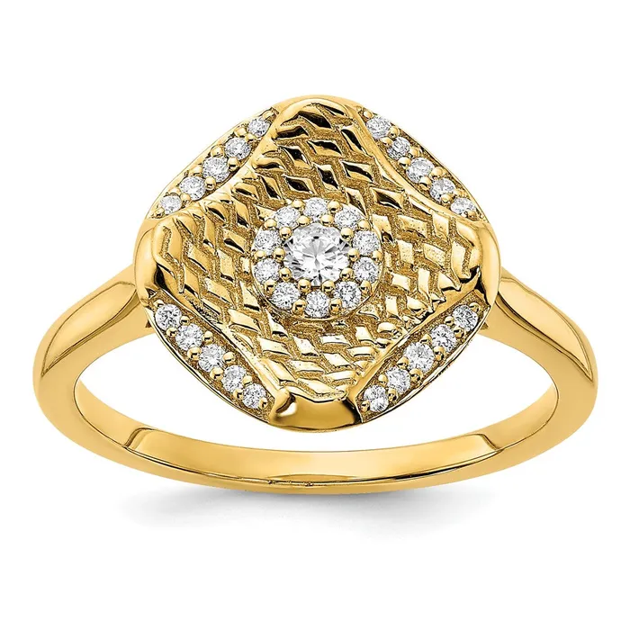 Rings Goldia Solid 14k Yellow Gold Polished Simulated CZ Square Weave Ring