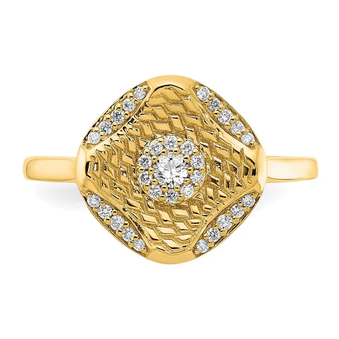 Rings Goldia Solid 14k Yellow Gold Polished Simulated CZ Square Weave Ring