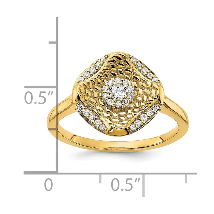 Rings Goldia Solid 14k Yellow Gold Polished Simulated CZ Square Weave Ring