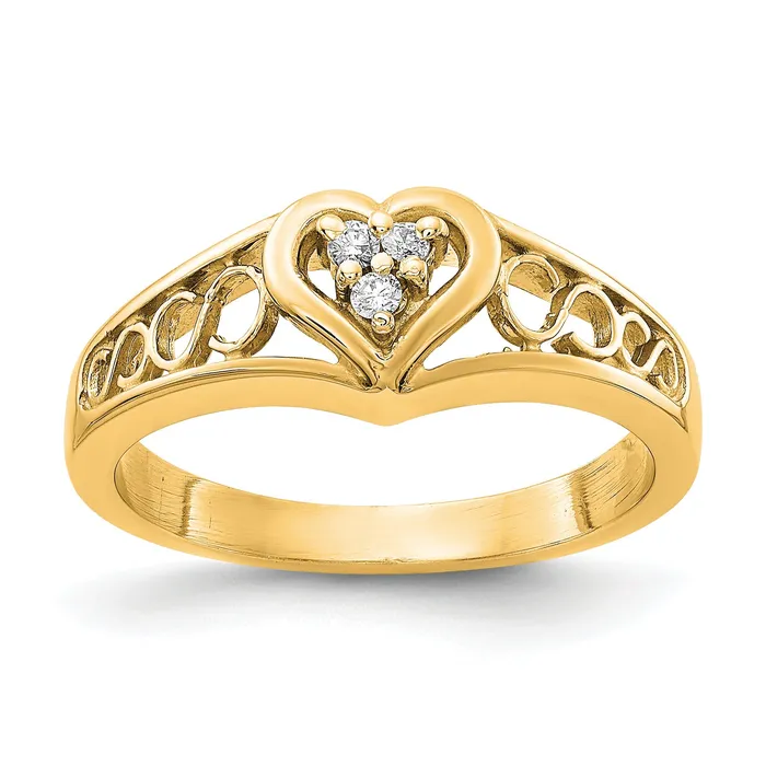 Rings Goldia Solid 14k Yellow Gold VS Simulated CZ heart Ring