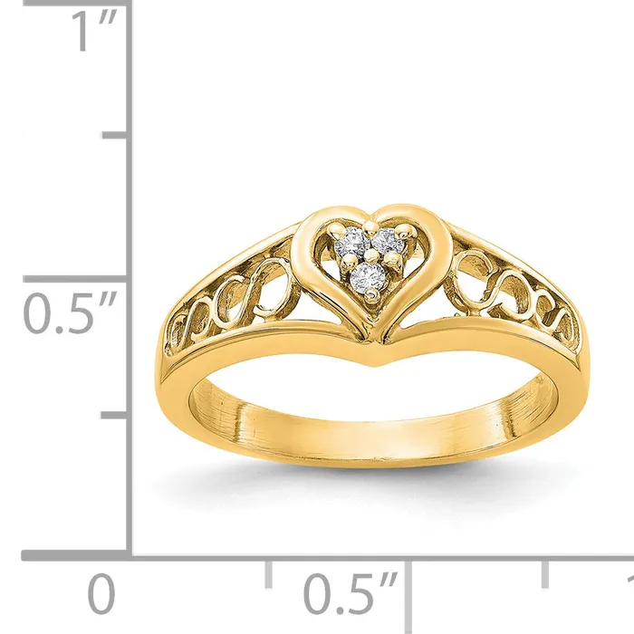 Rings Goldia Solid 14k Yellow Gold VS Simulated CZ heart Ring