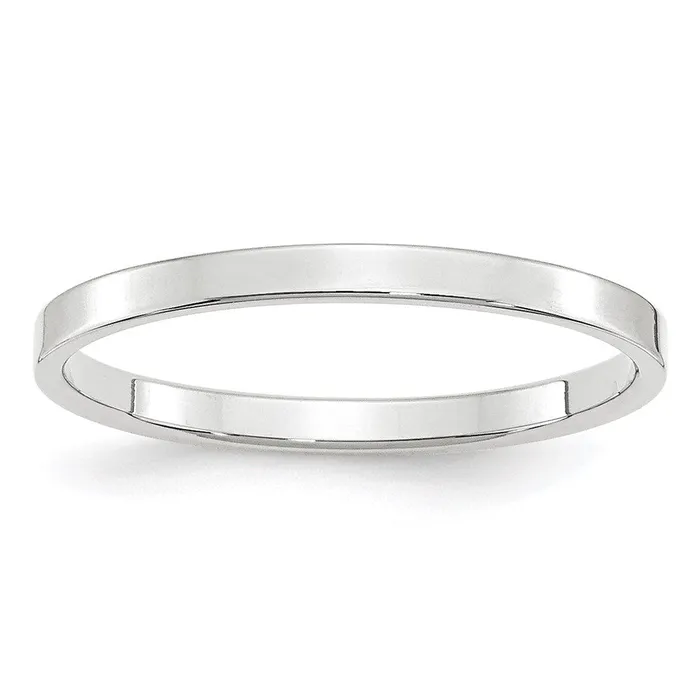 Rings Goldia Solid 18K White Gold 2mm Light Weight Flat MensWomens Wedding Band Ring Size 4