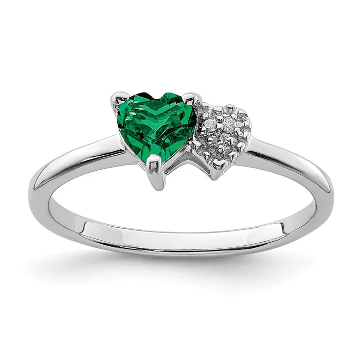Rings Goldia Sterling Silver Polished Created Emerald and Diamond Ring