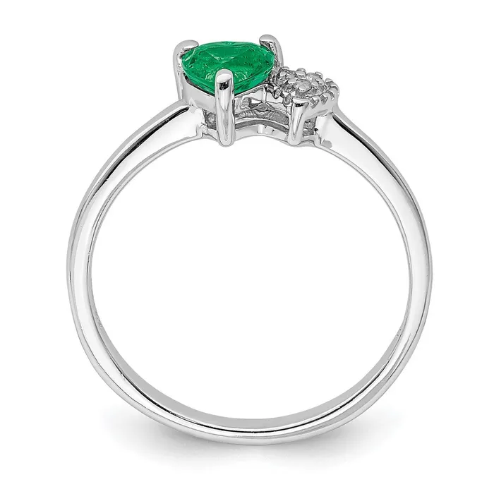 Rings Goldia Sterling Silver Polished Created Emerald and Diamond Ring