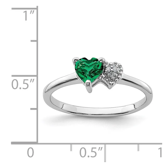 Rings Goldia Sterling Silver Polished Created Emerald and Diamond Ring