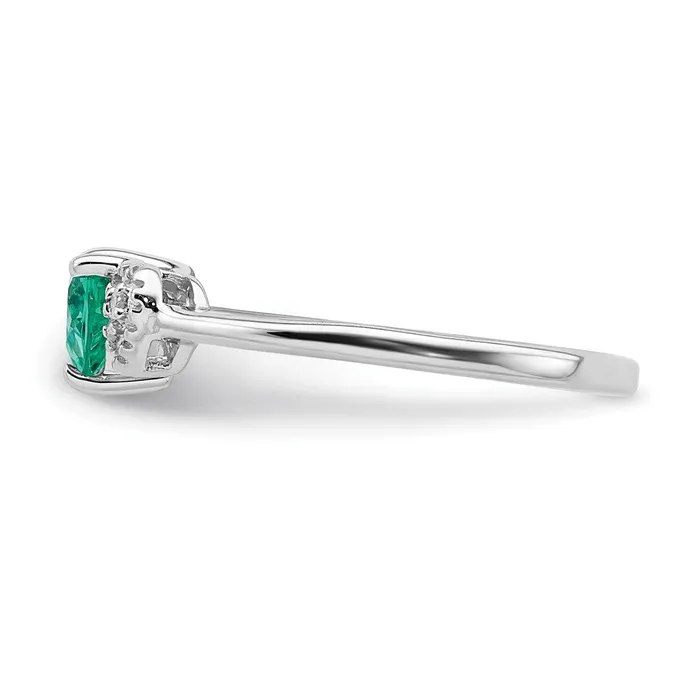 Rings Goldia Sterling Silver Polished Created Emerald and Diamond Ring