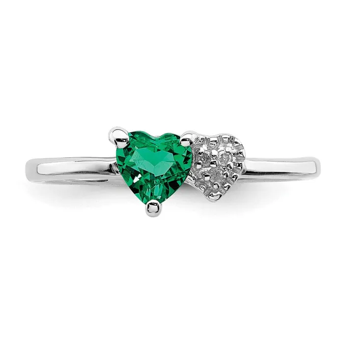 Rings Goldia Sterling Silver Polished Created Emerald and Diamond Ring