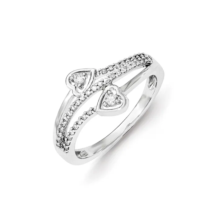 Rings Goldia Sterling Silver Polished Diamond Hearts Ring