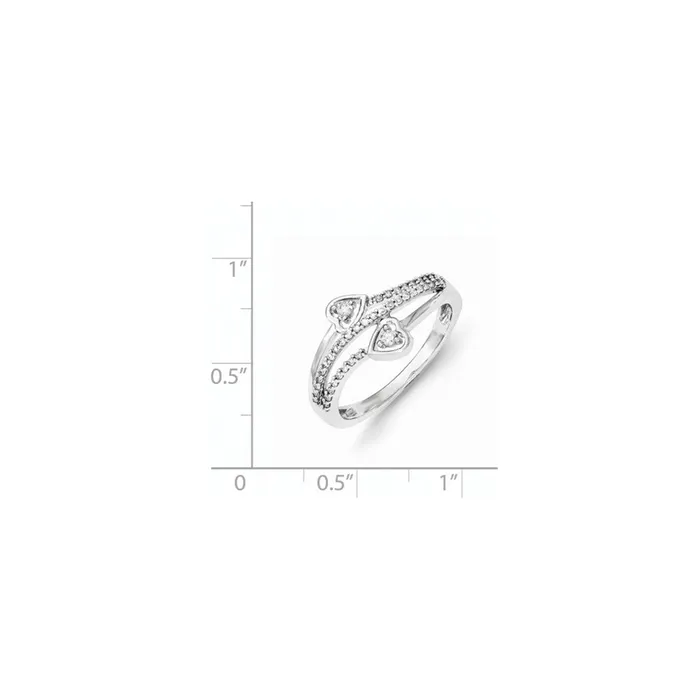 Rings Goldia Sterling Silver Polished Diamond Hearts Ring