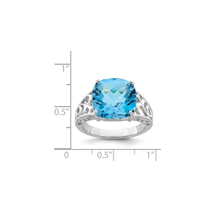 Rings Goldia Sterling Silver Rhodium CheckerCut Blue Topaz Gemstone Birthstone Ring Fine Jewelry Gift for Her Rings Goldia Sterling Silver Rhodium CheckerCut Blue Topaz Gemstone Birthstone Ring Fine Jewelry Gift for Her