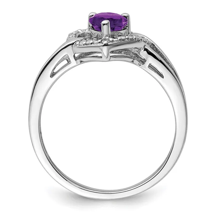 Rings Goldia Sterling Silver Rhodiumplated Amethyst Diamond Ring
