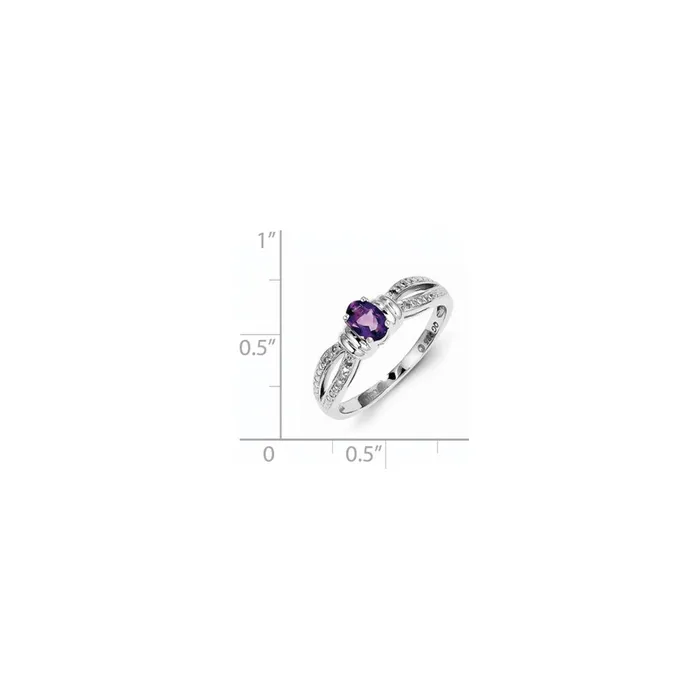 Rings Goldia Sterling Silver Rhodiumplated Amethyst Diamond Ring