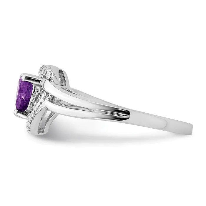 Rings Goldia Sterling Silver Rhodiumplated Amethyst Diamond Ring
