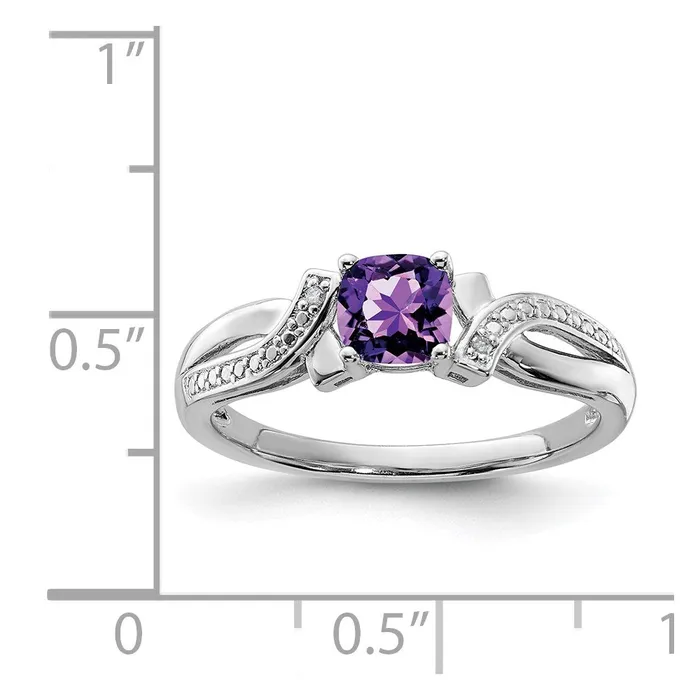 Rings Goldia Sterling Silver Rhodiumplated Amethyst Diamond Ring