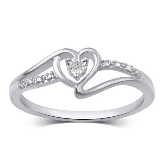 Rings JMS always Original DiamondMuse Diamond Accent Sterling Silver Heart Ring for Women Rings JMS always Original DiamondMuse Diamond Accent Sterling Silver Heart Ring for Women