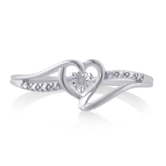 Rings JMS always Original DiamondMuse Diamond Accent Sterling Silver Heart Ring for Women Rings JMS always Original DiamondMuse Diamond Accent Sterling Silver Heart Ring for Women