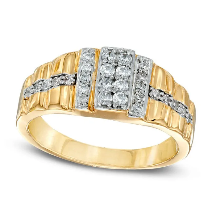 Rings Mens 050 CT TW Natural Diamond Ring in Solid 10K Yellow Gold Goldia Rings Mens 050 CT TW Natural Diamond Ring in Solid 10K Yellow Gold Goldia