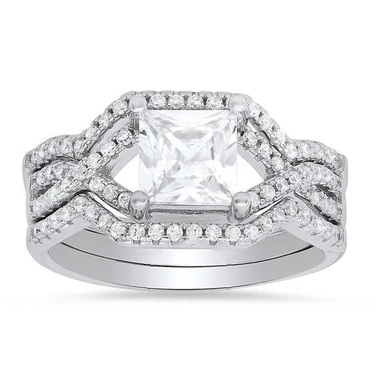 Rings Original Kylie Harper Sterling Silver Princesscut Cubic Zirconia CZ 3pc Stackable Ring Set JMS always Rings Original Kylie Harper Sterling Silver Princesscut Cubic Zirconia CZ 3pc Stackable Ring Set JMS always