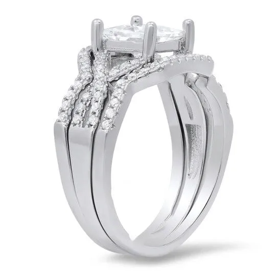 Rings Original Kylie Harper Sterling Silver Princesscut Cubic Zirconia CZ 3pc Stackable Ring Set JMS always Rings Original Kylie Harper Sterling Silver Princesscut Cubic Zirconia CZ 3pc Stackable Ring Set JMS always