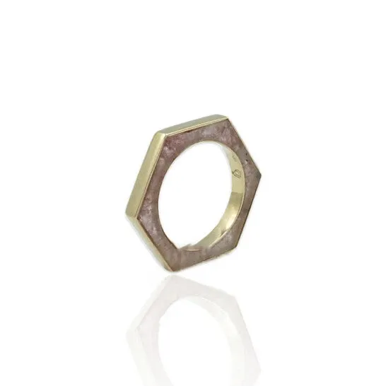 Rings Original Tresorra 18K Yellow Gold Hexagon Strawberry Quartz RingNecklaceRing Size 575Length 16 inches JMS always Rings Original Tresorra 18K Yellow Gold Hexagon Strawberry Quartz RingNecklaceRing Size 575Length 16 inches JMS always
