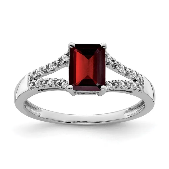 Rings Solid 14k White Gold Simulated Emerald Simulatedcut Garnet and CZ Ring Goldia Rings Solid 14k White Gold Simulated Emerald Simulatedcut Garnet and CZ Ring Goldia
