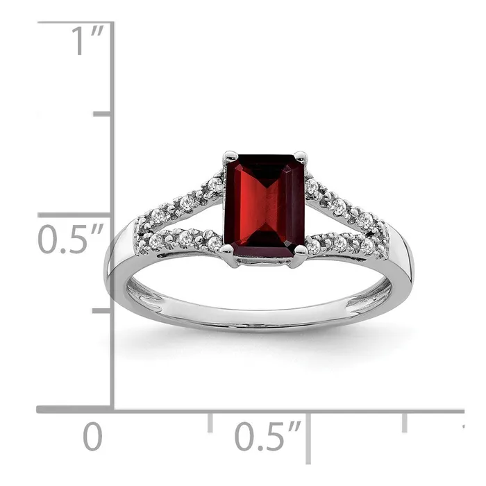 Rings Solid 14k White Gold Simulated Emerald Simulatedcut Garnet and CZ Ring Goldia