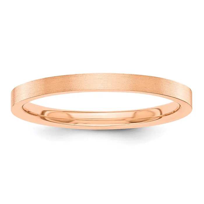 Rings Solid 18K Rose Gold 2mm Flat Satin MensWomens Wedding Band Ring Size 4 Goldia Rings Solid 18K Rose Gold 2mm Flat Satin MensWomens Wedding Band Ring Size 4 Goldia