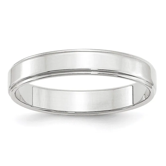 Rings Solid 18K White Gold 4mm Flat with Step Edge MensWomens Wedding Band Ring Size 45 Goldia Rings Solid 18K White Gold 4mm Flat with Step Edge MensWomens Wedding Band Ring Size 45 Goldia