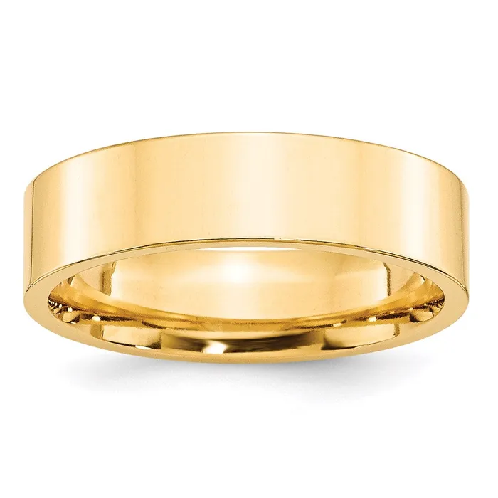 Rings Solid 18K Yellow Gold 6mm Standard Flat Comfort Fit MensWomens Wedding Band Ring Size 105 Goldia