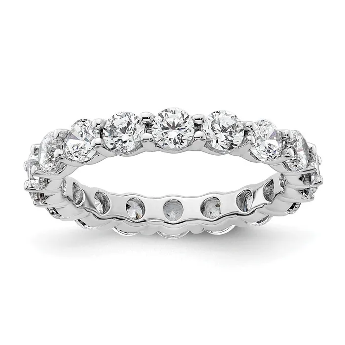 Rings Solid Real 14k White Gold Polished Shared Prong 2ct CZ Eternity Wedding Band Ring Goldia Rings Solid Real 14k White Gold Polished Shared Prong 2ct CZ Eternity Wedding Band Ring Goldia